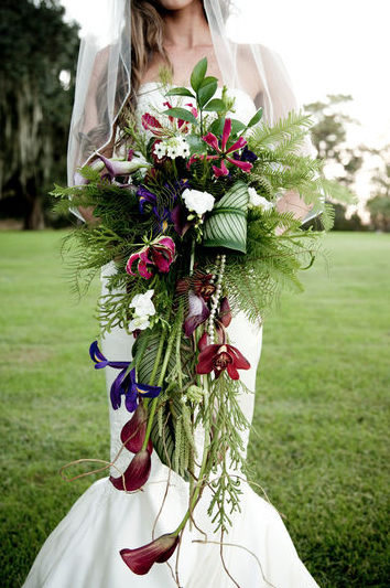 colorful cascading bouquet