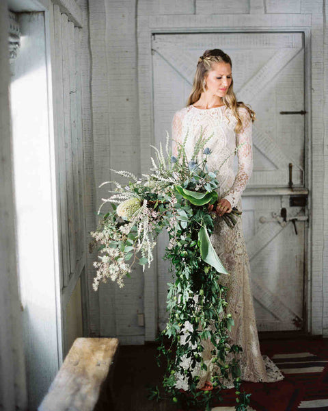 green cascading bouquet