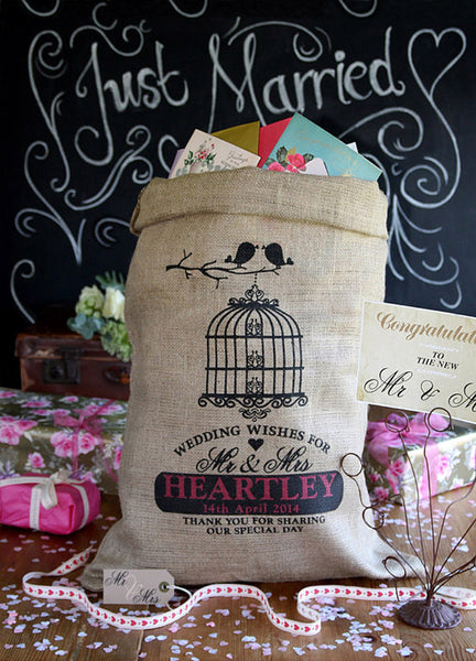 customized mail burlap for wedding cards
