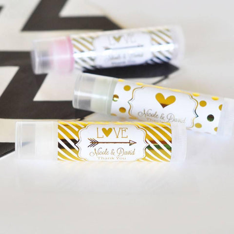 personalized metallic lip balm favors