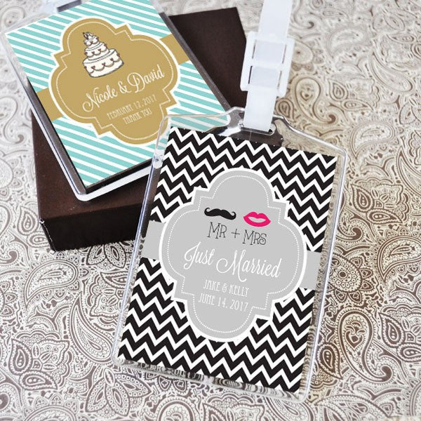 mongrammed wedding favor personalized luggage tags