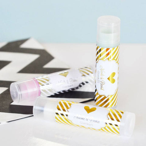 Personalized Metallic Foil Lip Balm Tube Favors