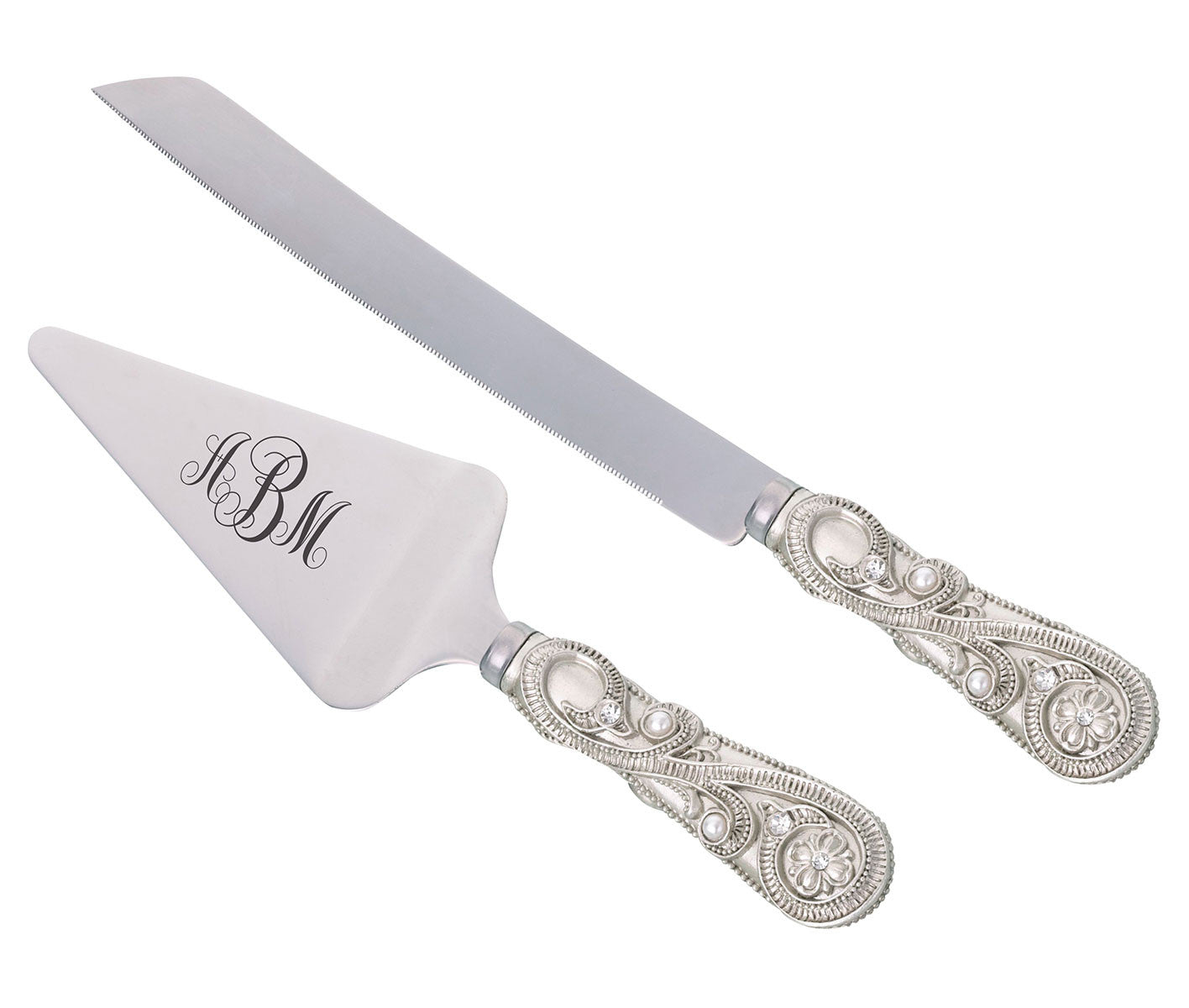 Monogram Cake Knife And Server Set