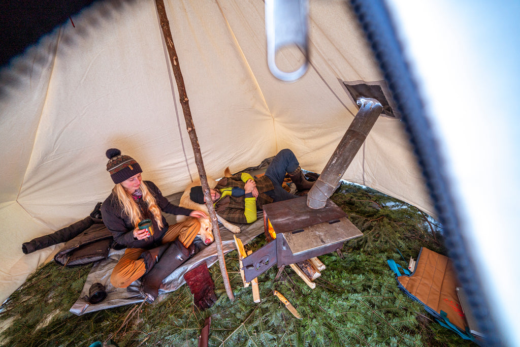 Relax and enjoy the warmth of the hot tent