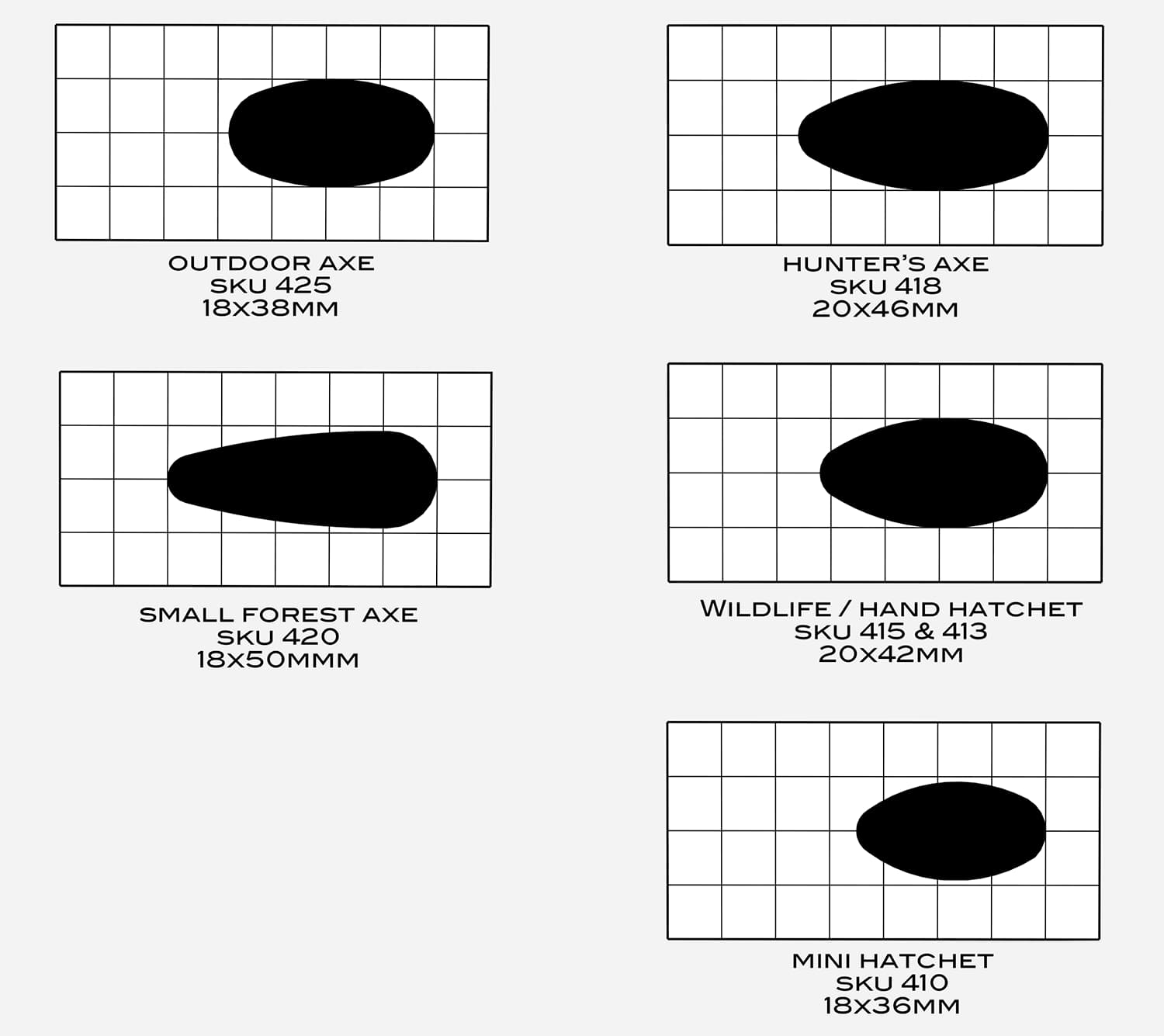 Granfors Bruk Axe Eye Shapes and Measures - COEC