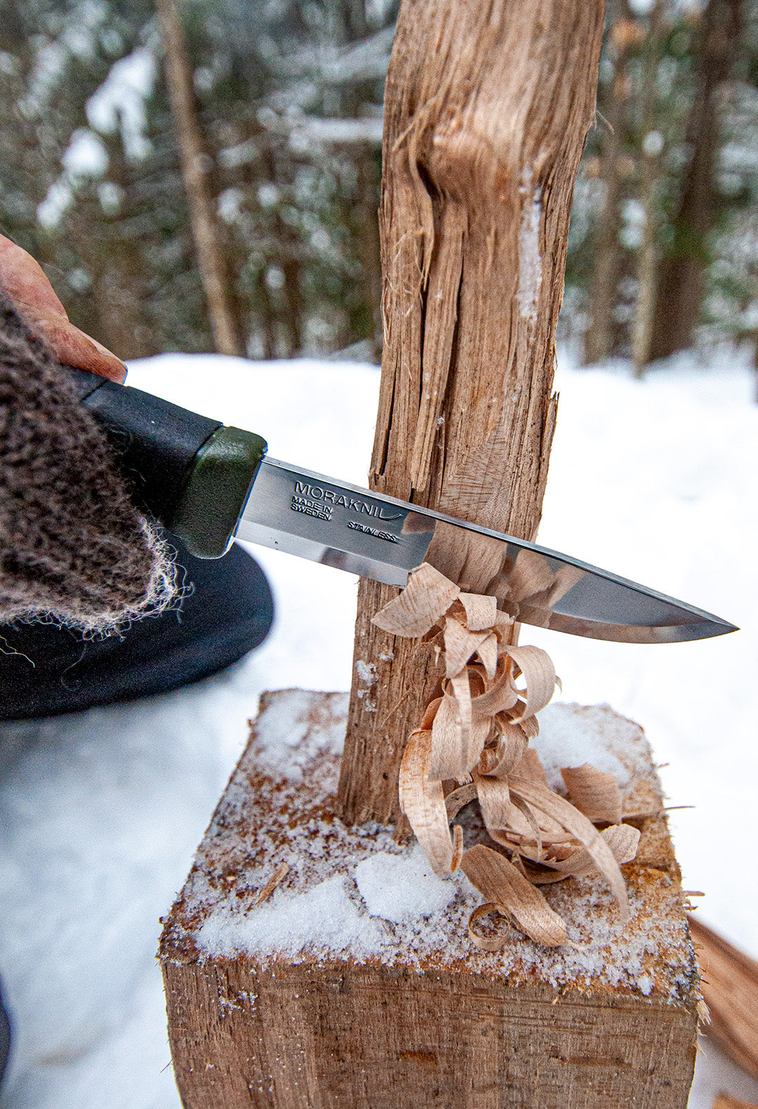 Morakniv Companion Knife Used for Used to Make Feather Sticks
