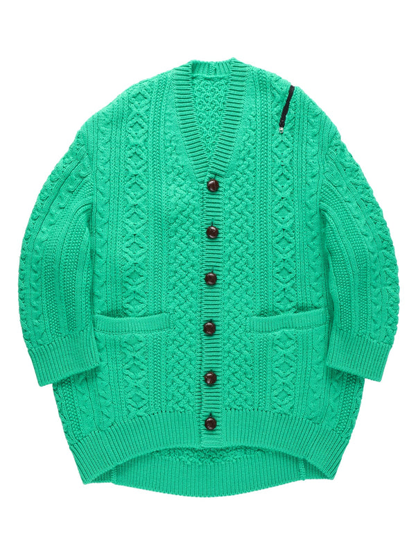 22AW double zip aran pattern cardigan-