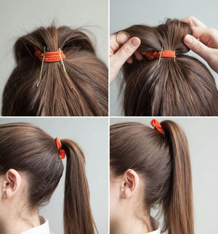 perky ponytail trick to add volume to ponytail with bobby pins