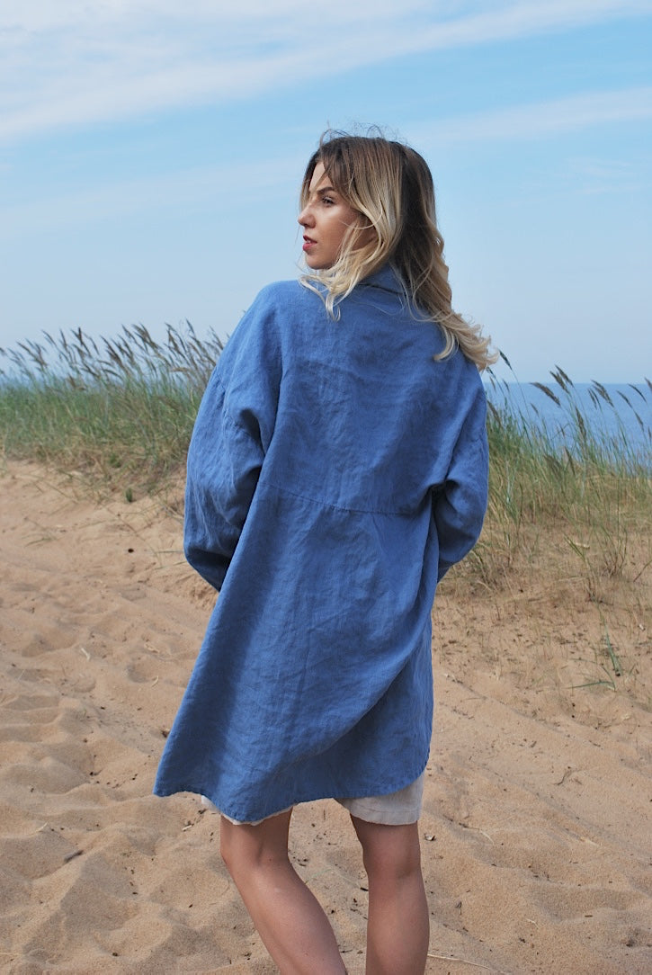 French Blue Kimono Jacket – Isona Linen