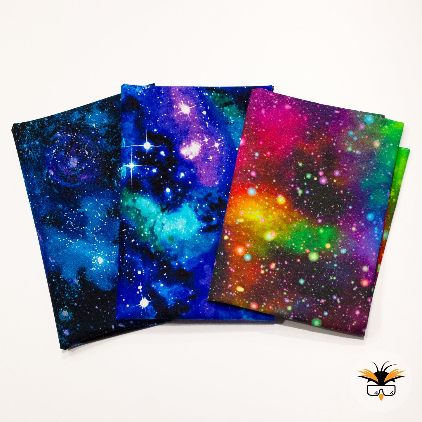 Galaxy Fat Quarter Bundle, Pack of 3 Cotton Quilting Quarters, Space Fabric