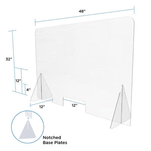 48 x 32H Freestanding Sneeze Guard with Cutout - Sneeze Guards Pro