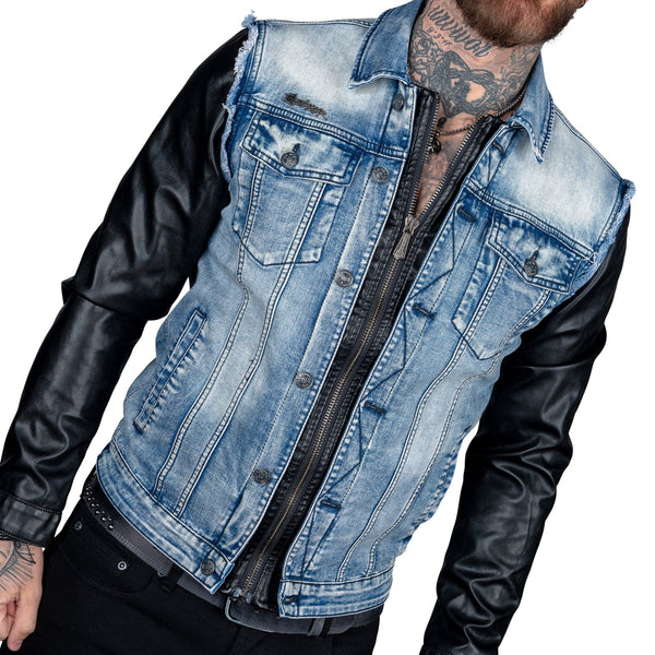 Denim Jacket With Leather Sleeves Mens | lupon.gov.ph