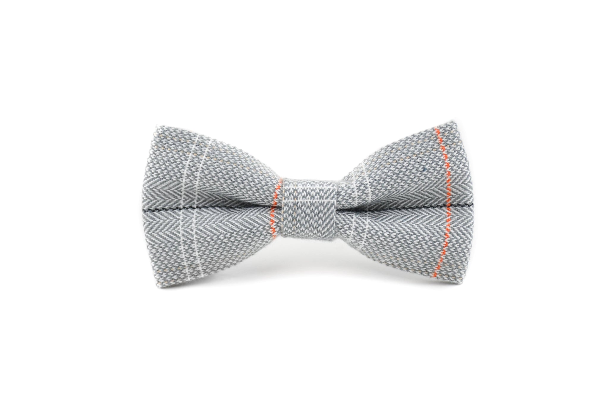 coral and gray bow tie