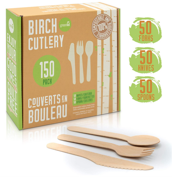 Birch cutlery biodegradable for camping