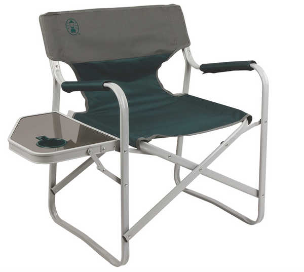 Coleman folding camping chair made of aluminum with side table