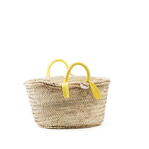 woven basket yellow handles - small – hedgehogshop