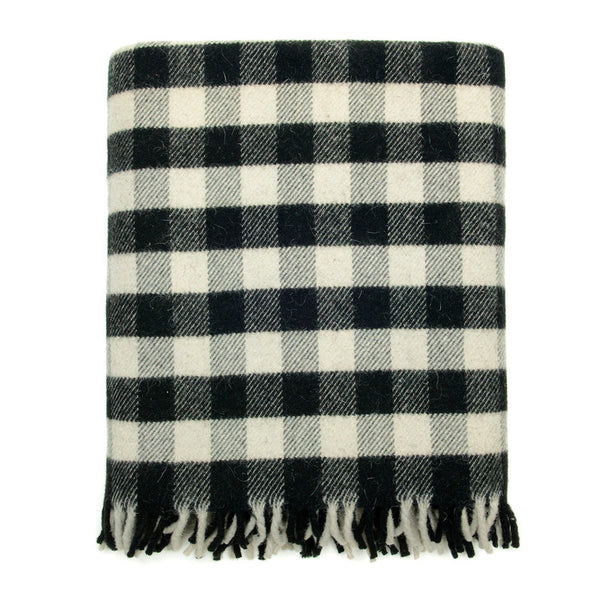 check wool blanket black and white | hedgehogshop