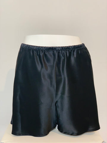 Louisa tap pants  Retro, black sleep shorts in pure silk