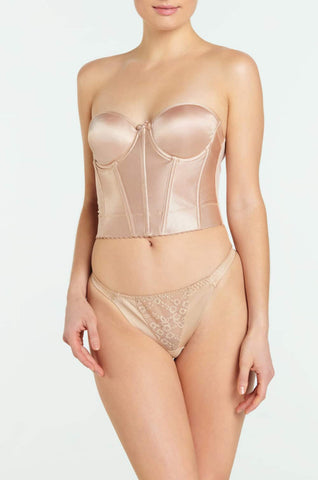 Elila Underwired Satin Strapless Longline - Nude - Curvy