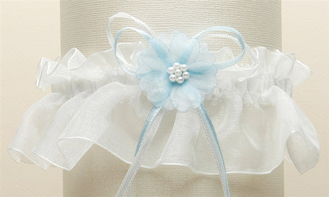 Bridal Garter Set, White, Ivory & Blue