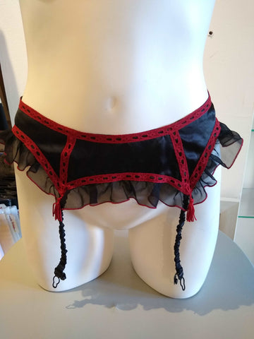 Ragor Firm Control Open 6 Strap Black & Red Detailing Garter Girdle Size  28/M