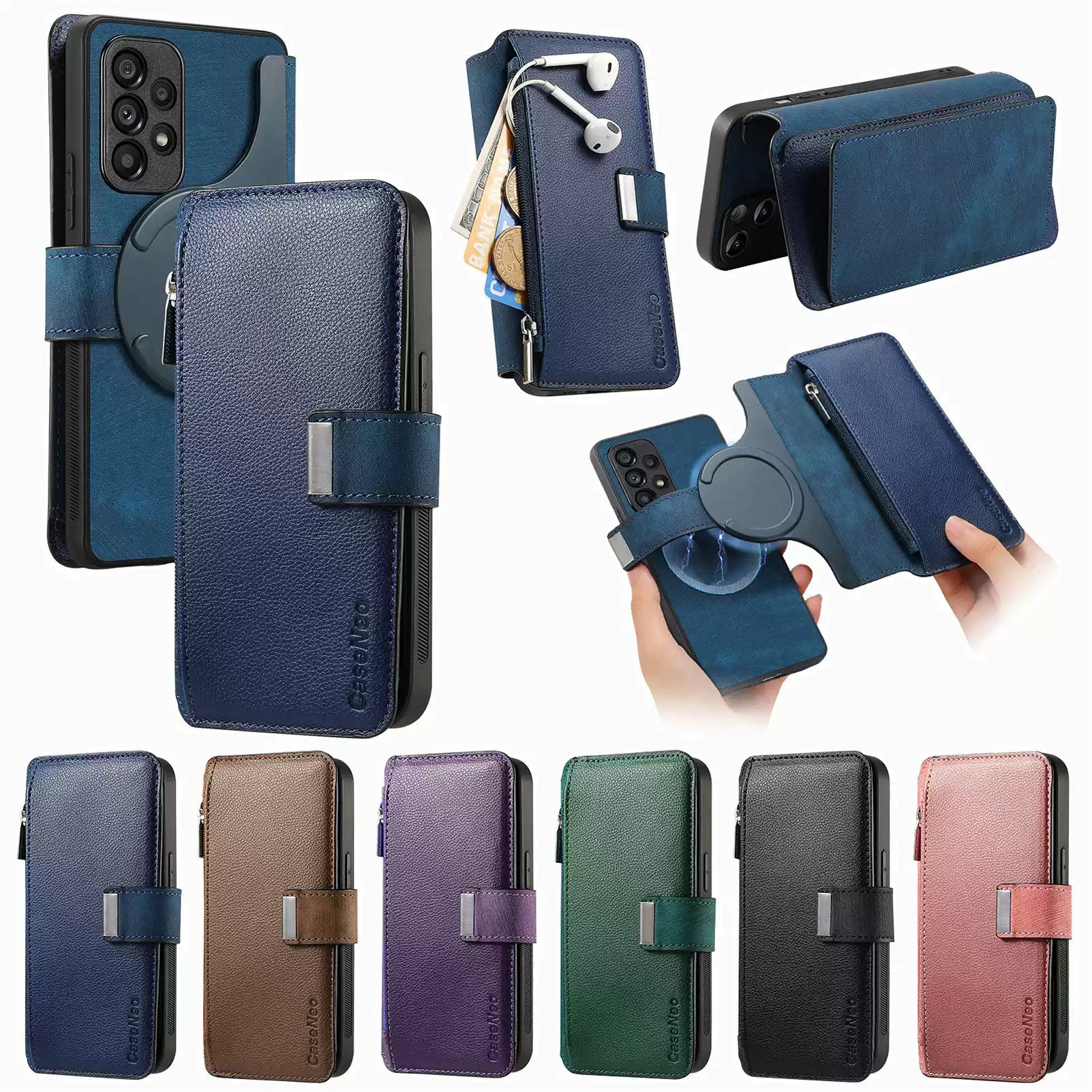 RFID Blocking (2-in-1) Detachable Magsafe Galaxy Wallet Leather Case