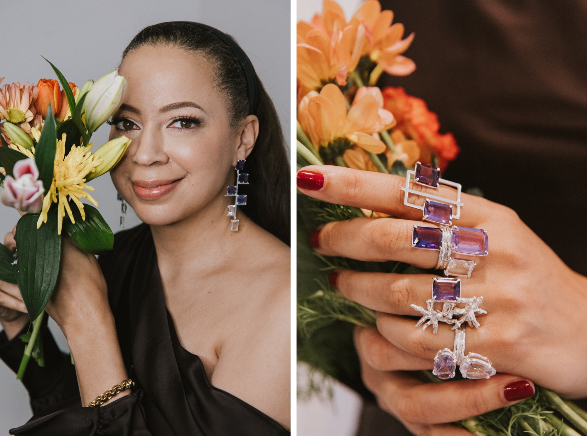 Dorian Webb wearing her amethyst rings