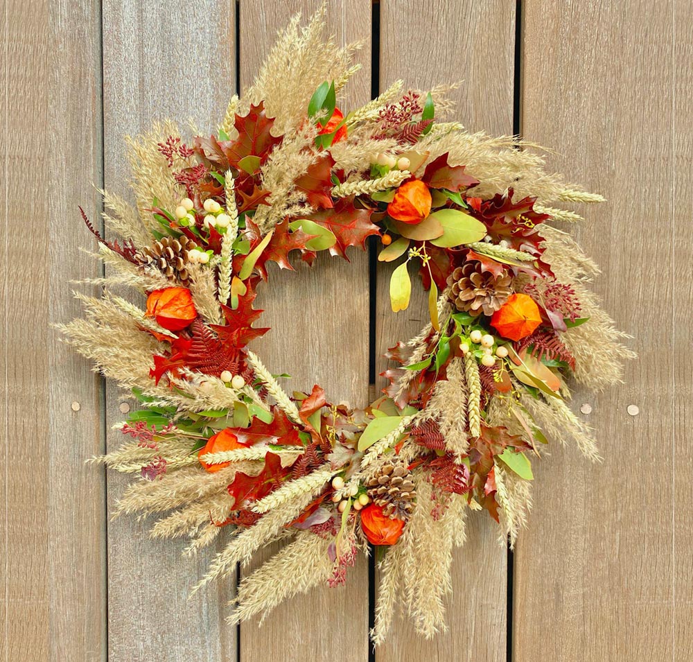 Large Dried Floral Wreath - Outdoor - Wedding - DIY  Dried floral wreaths,  Dried flower wreaths, Outdoor christmas wreaths