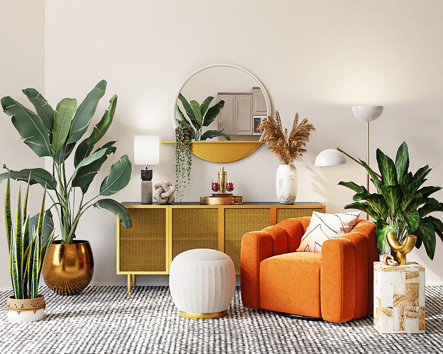 Livingroom with green plants - LOV Flowers
