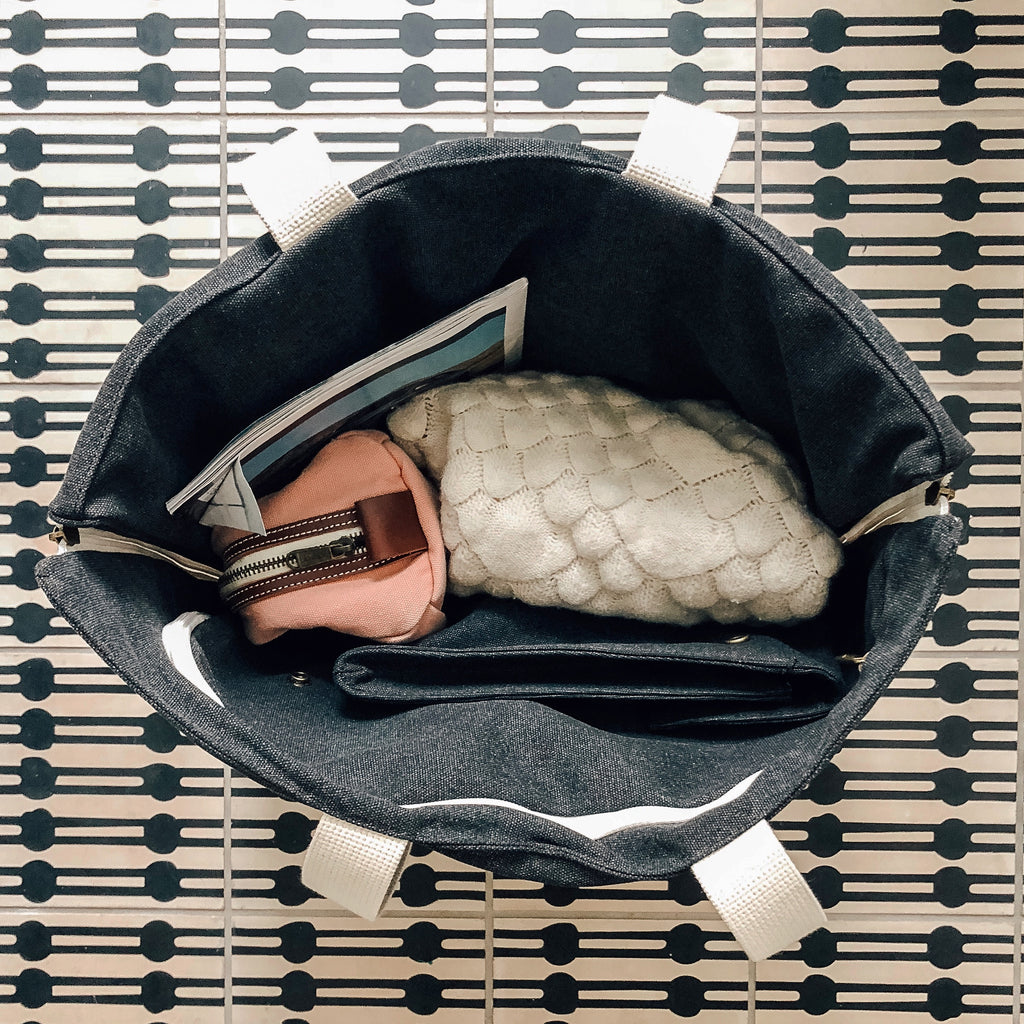 Washed Charcoal Garment Tote Interior