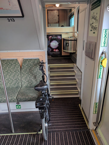 Commuting with Revelo FLEX folding ebike on GO train