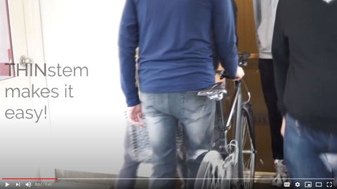 Revelo THINstem - slide your bike into the elevator, portable bike storage solution