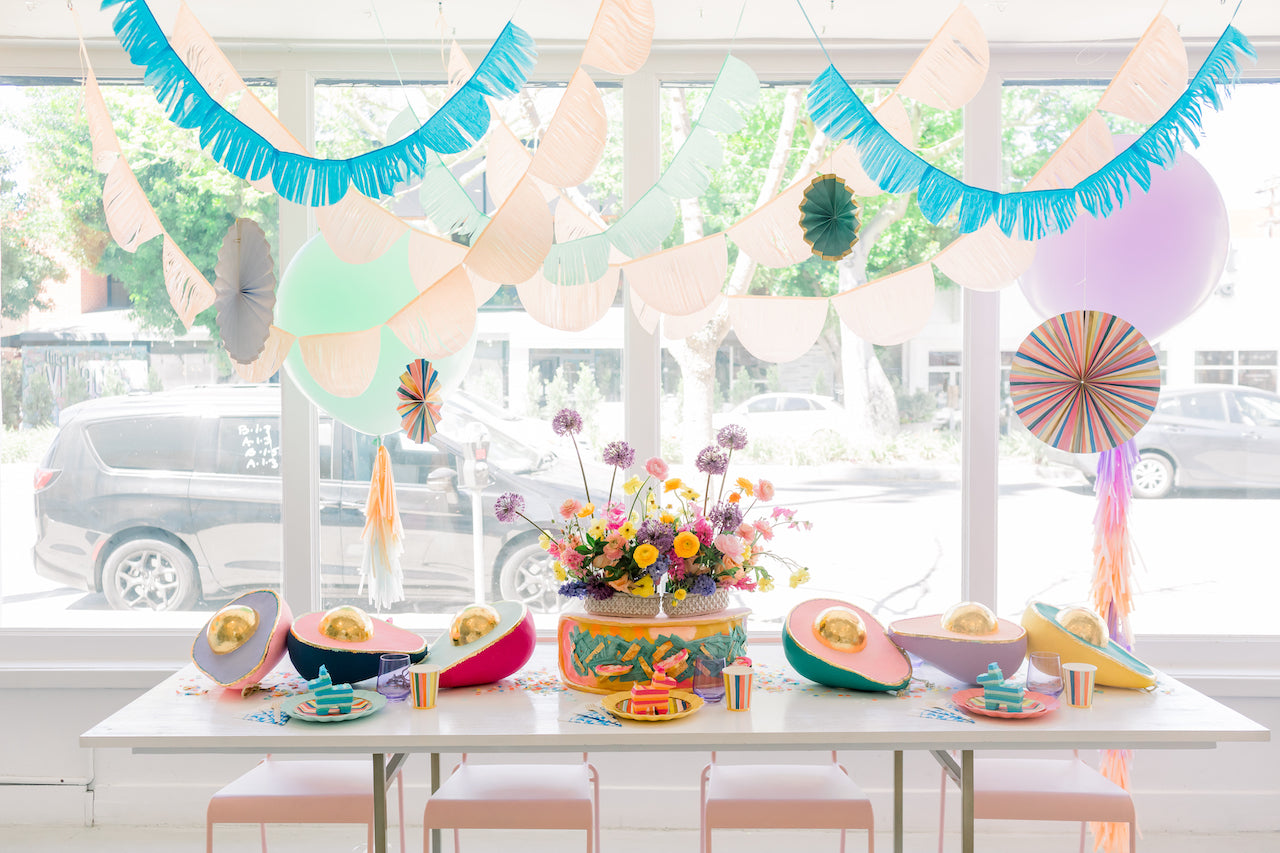 Colorful Cinco de Mayo garlands and other decorations for a fun Mexican fiesta.