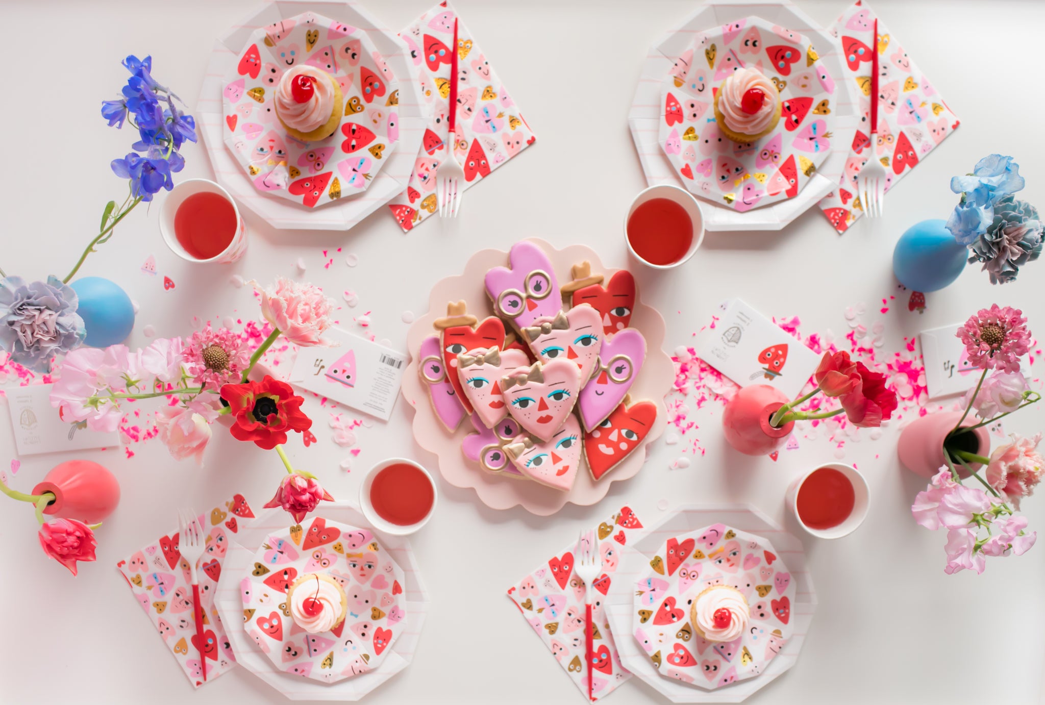 Heart shaped tableware and party supplies for Valentine's Day party