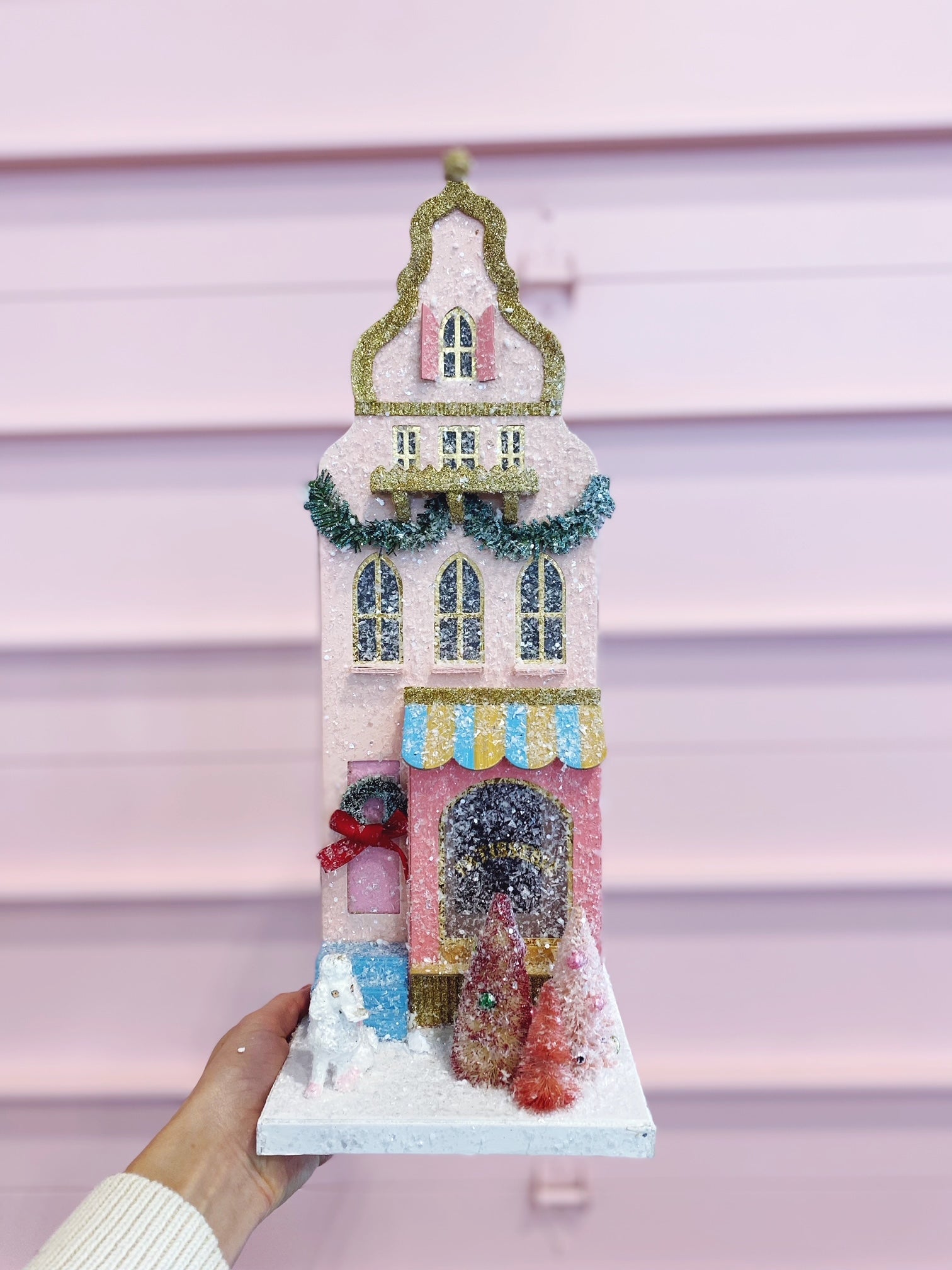 Mini French pastry shop for a tiny Christmas village.