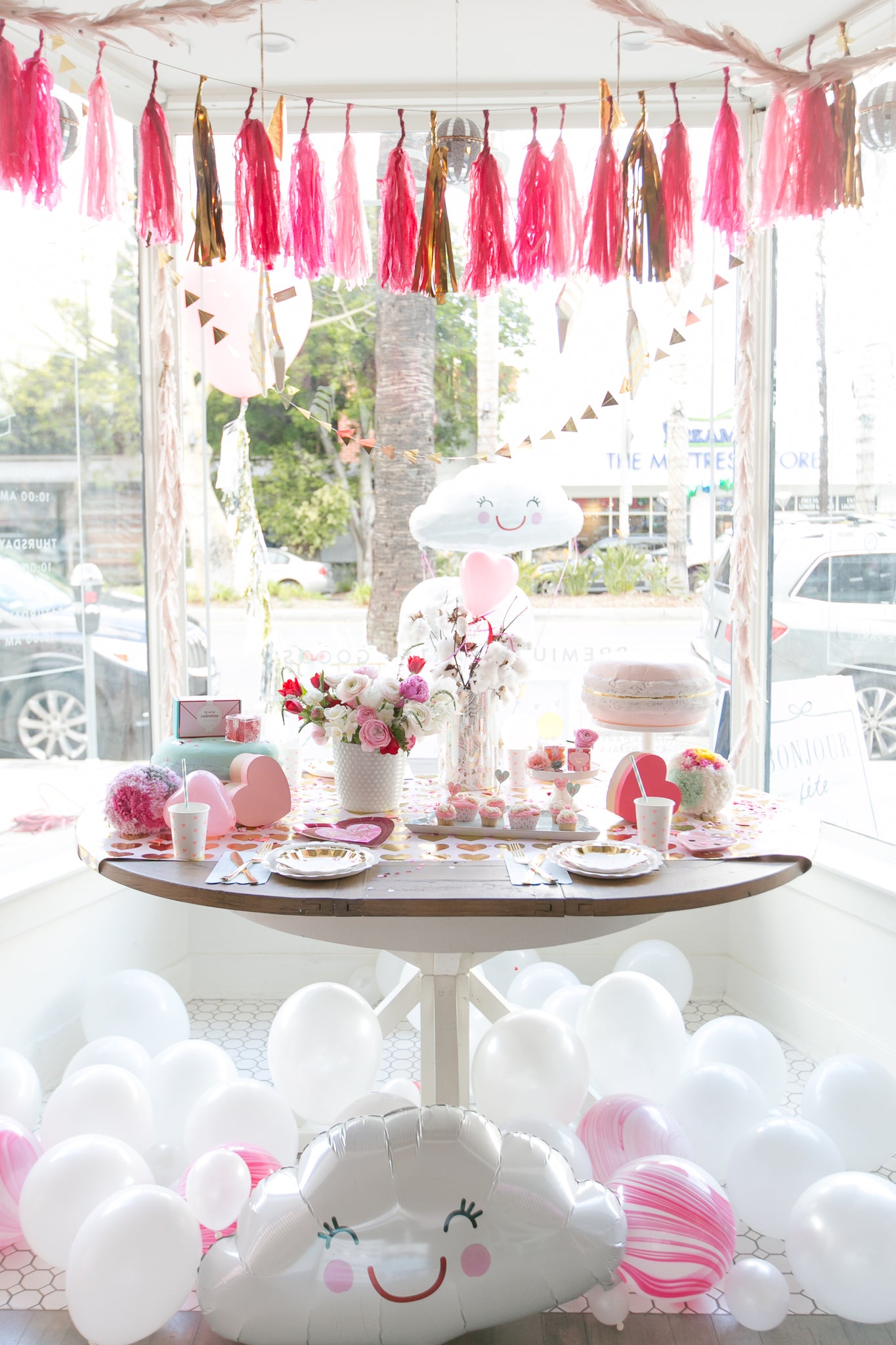 Heart shaped decorations for a Valentine's Day party