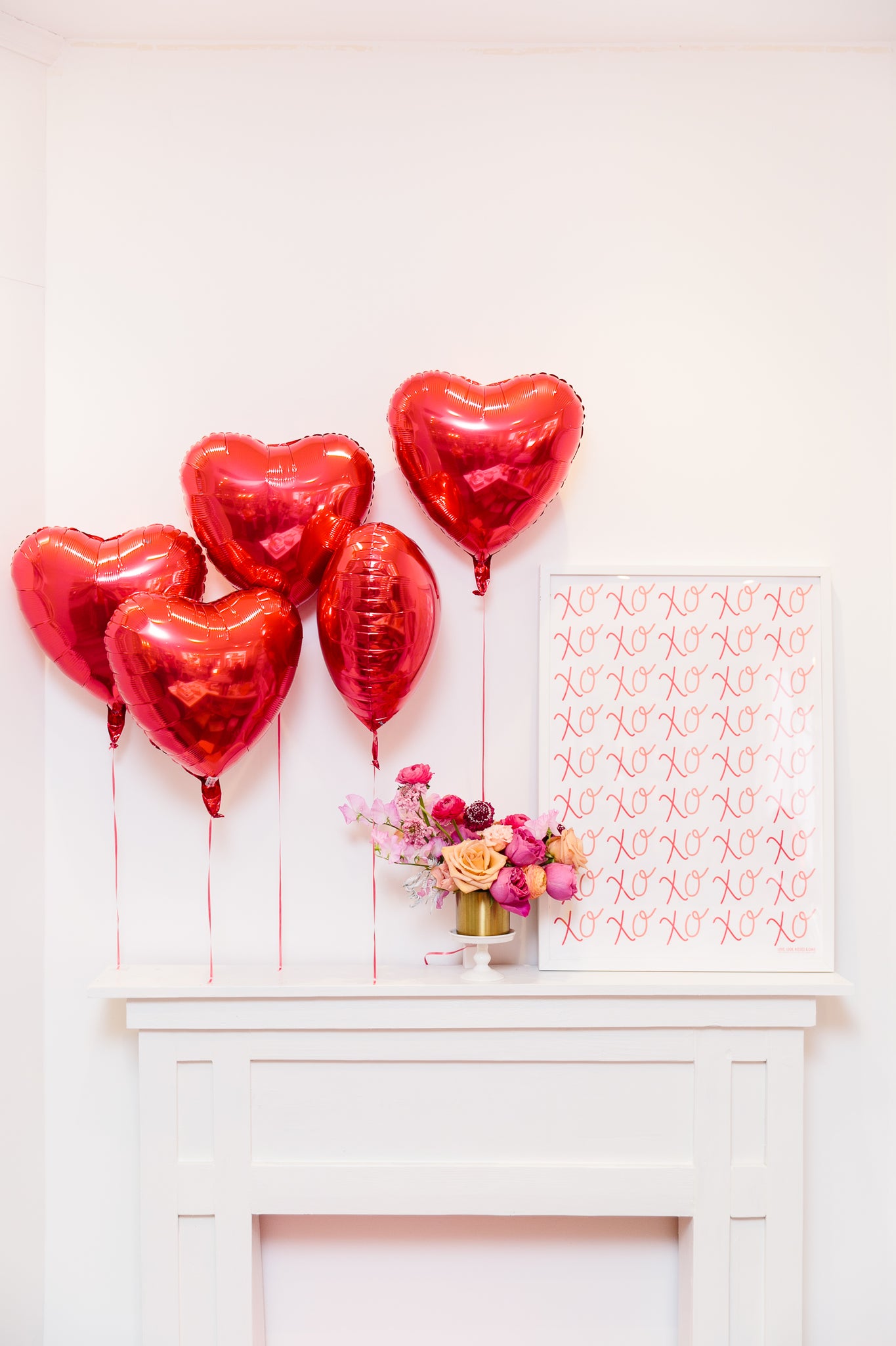 Happy Valentine's Day Card Red Heart Shaped Balloon Sticker