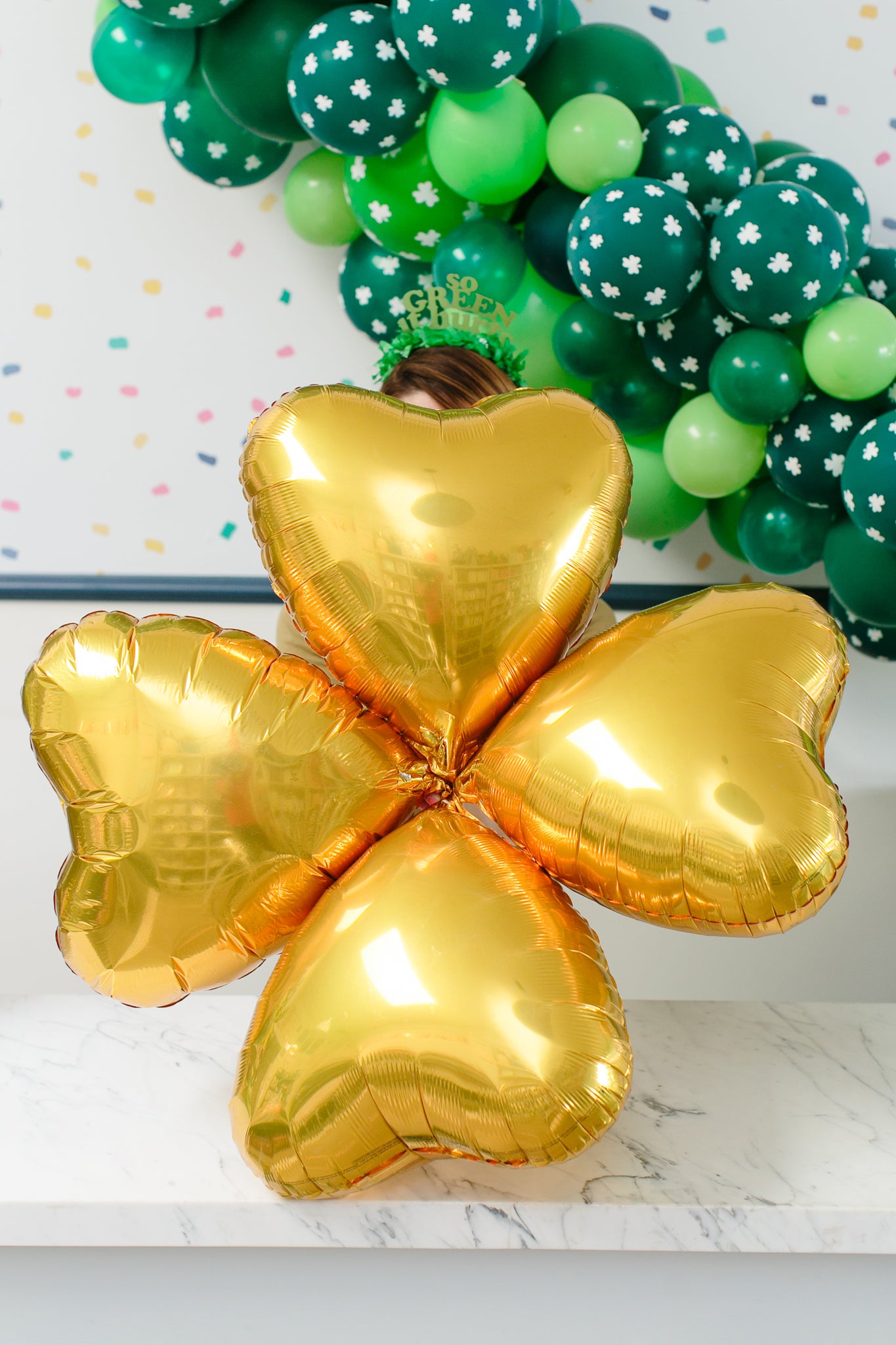St. Patrick's Day gold shamrock balloon