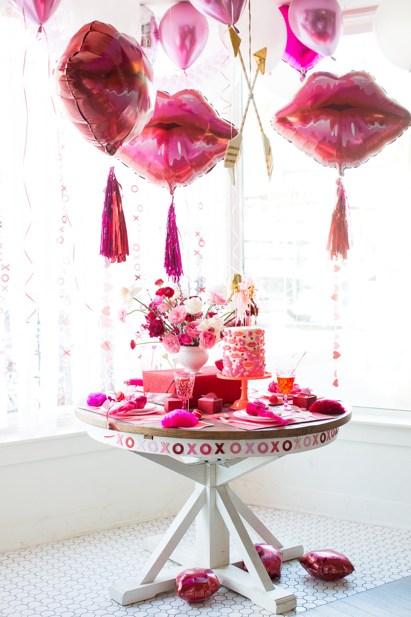 Kissing booth themed Valentine's Day decorations