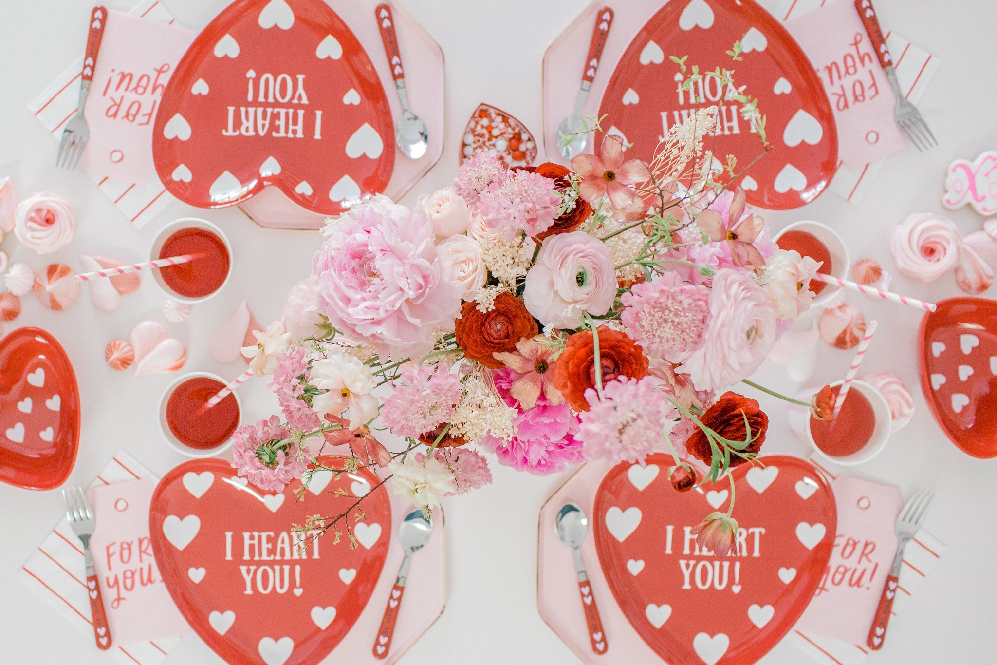 Classic Valentine's Day heart themed tableware