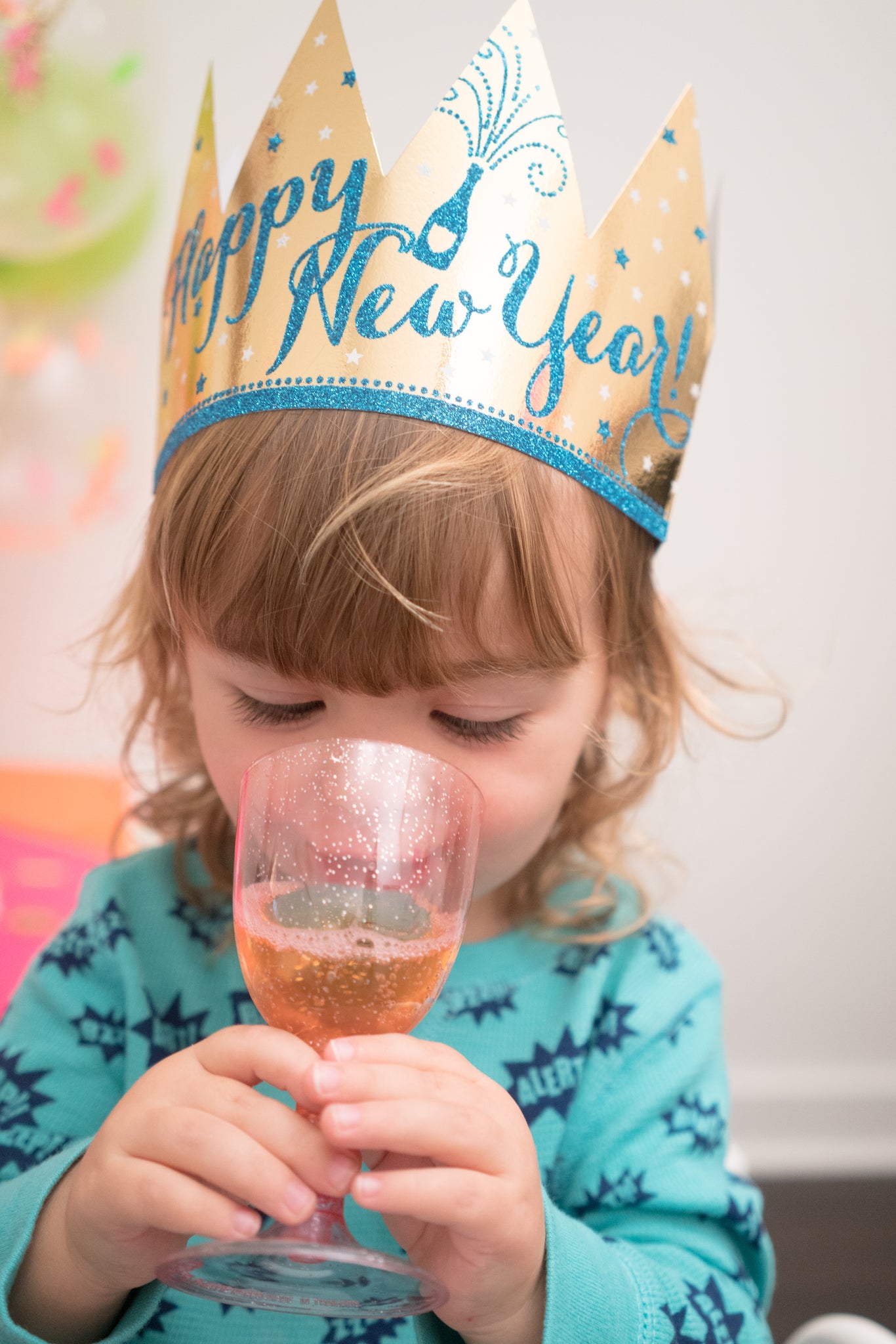 New Year's Eve kids party sparkling cider.