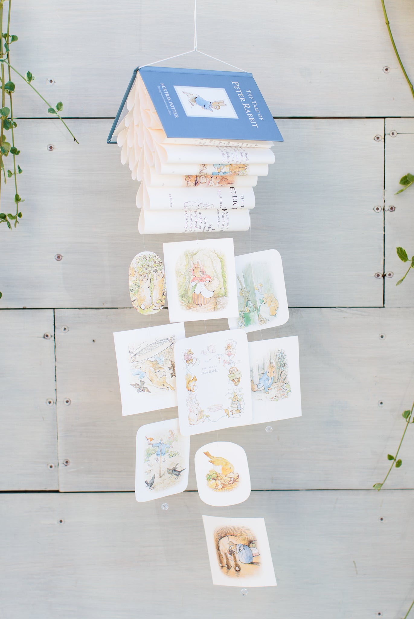 Peter Rabbit themed party DIY decoration crafted from a book.
