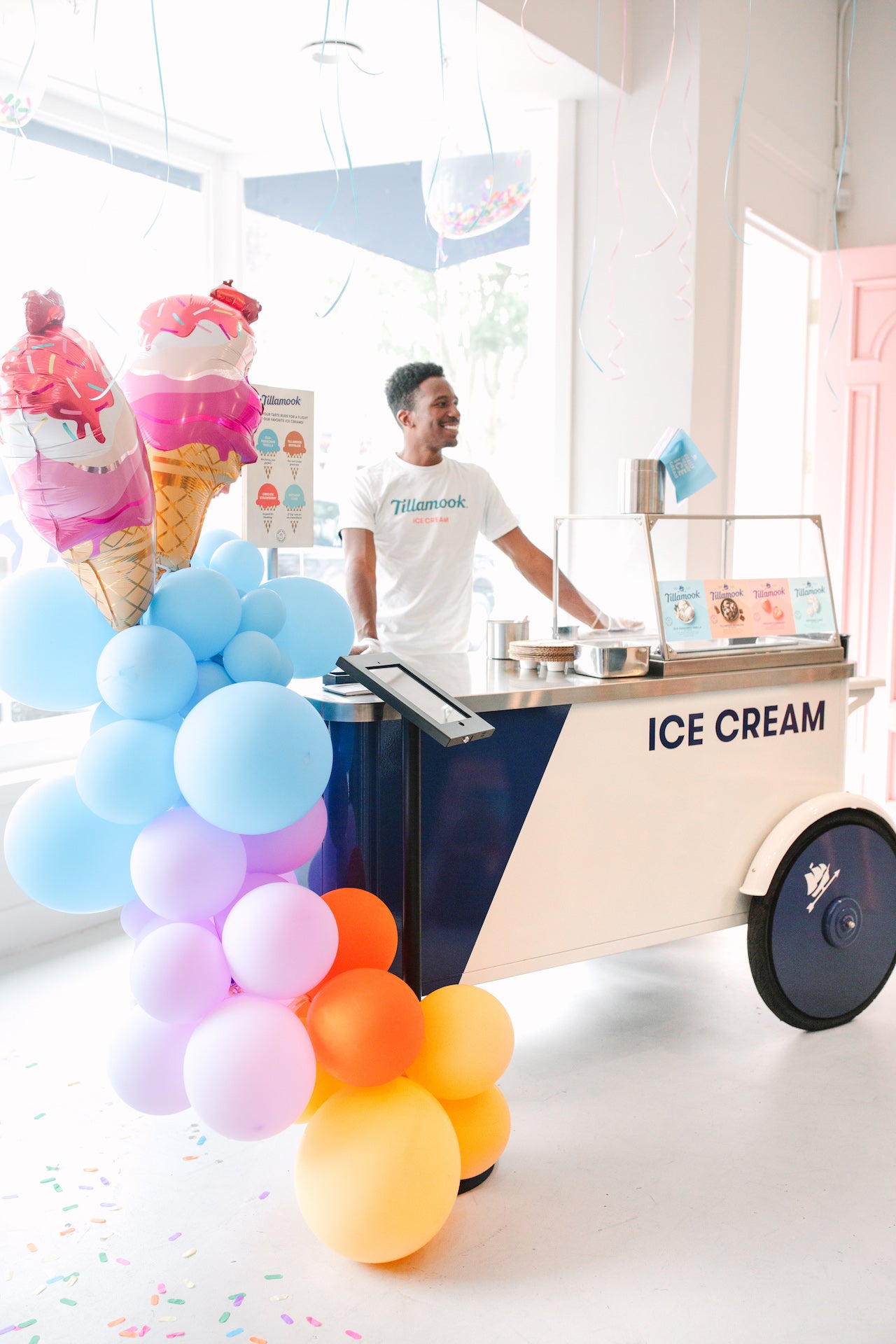 Ice cream cart for an ice cream birthday party.