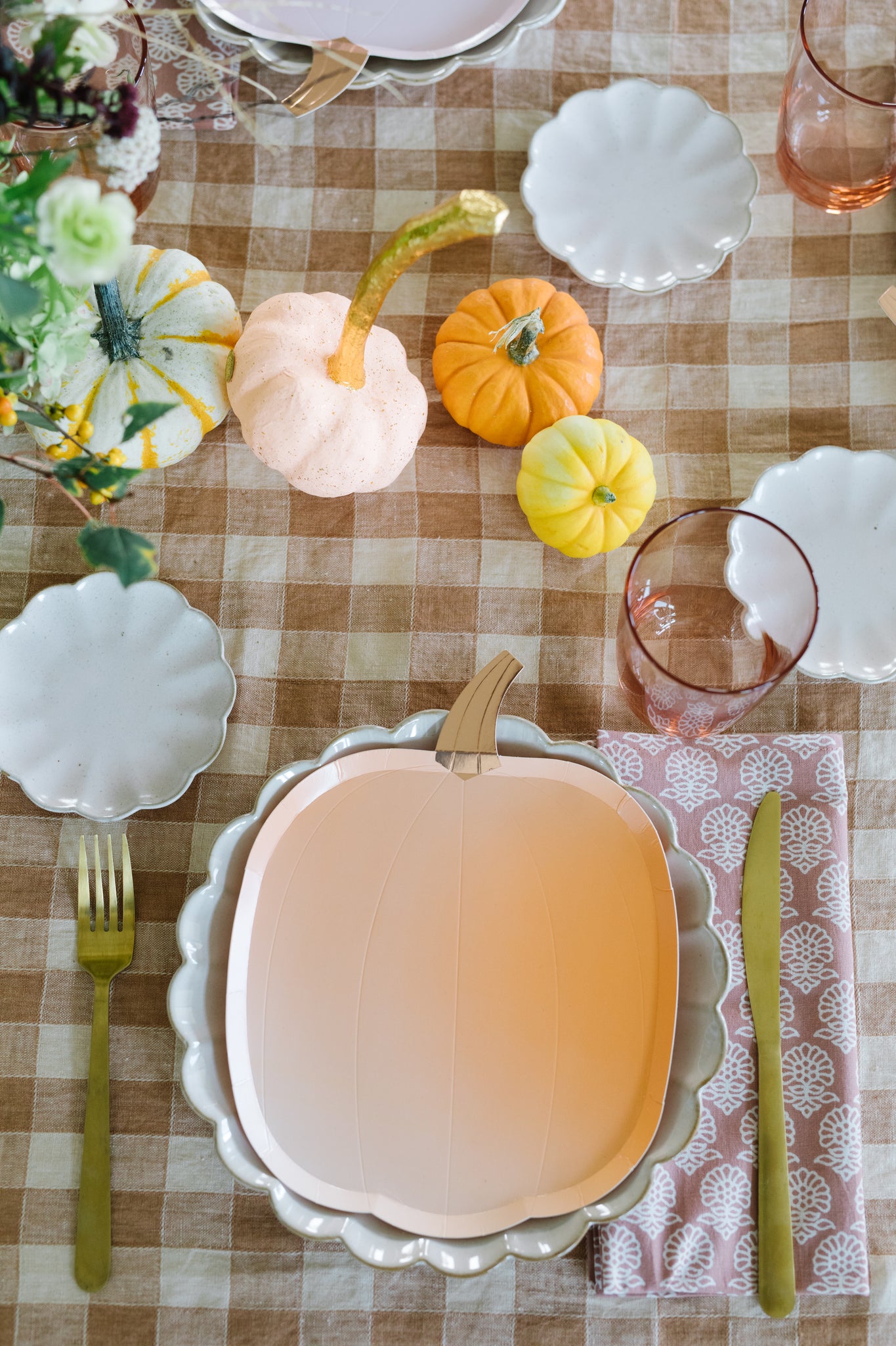 Thanksgiving tableware set up.