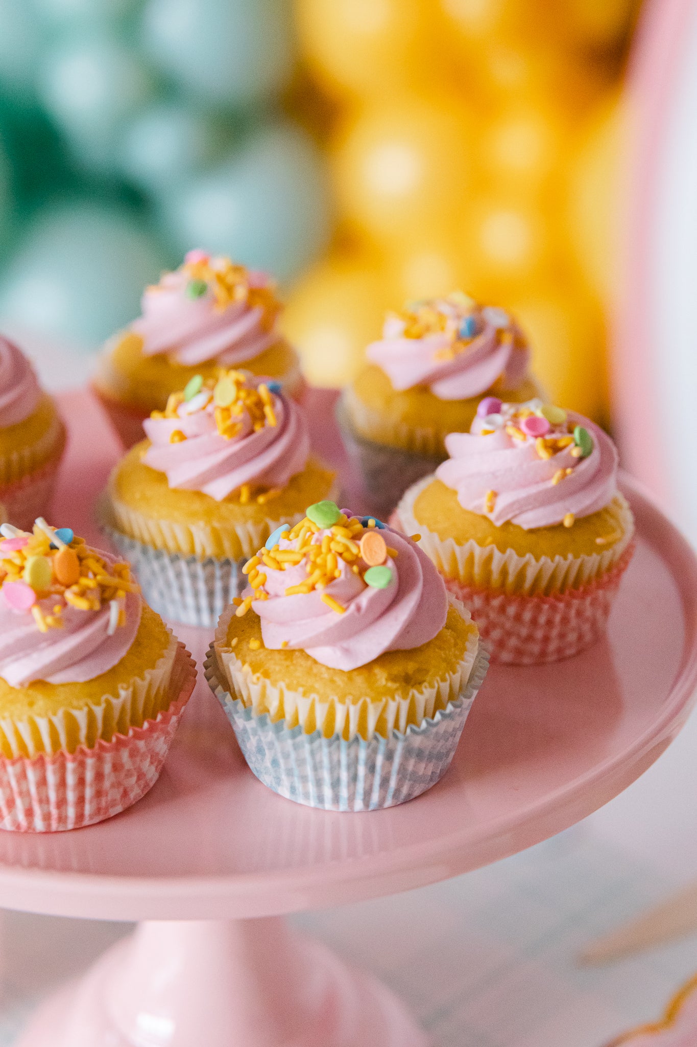 Pink Easter cupcakes used as a tasty Easter treat. 