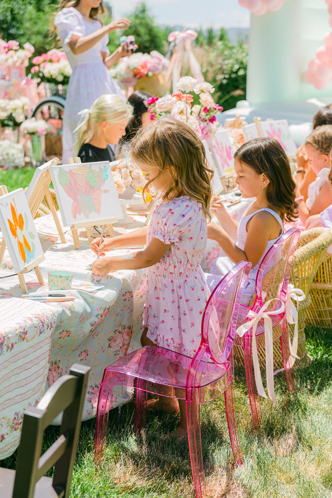 Painting lessons as a fun idea for a girl's birthday party activity. 