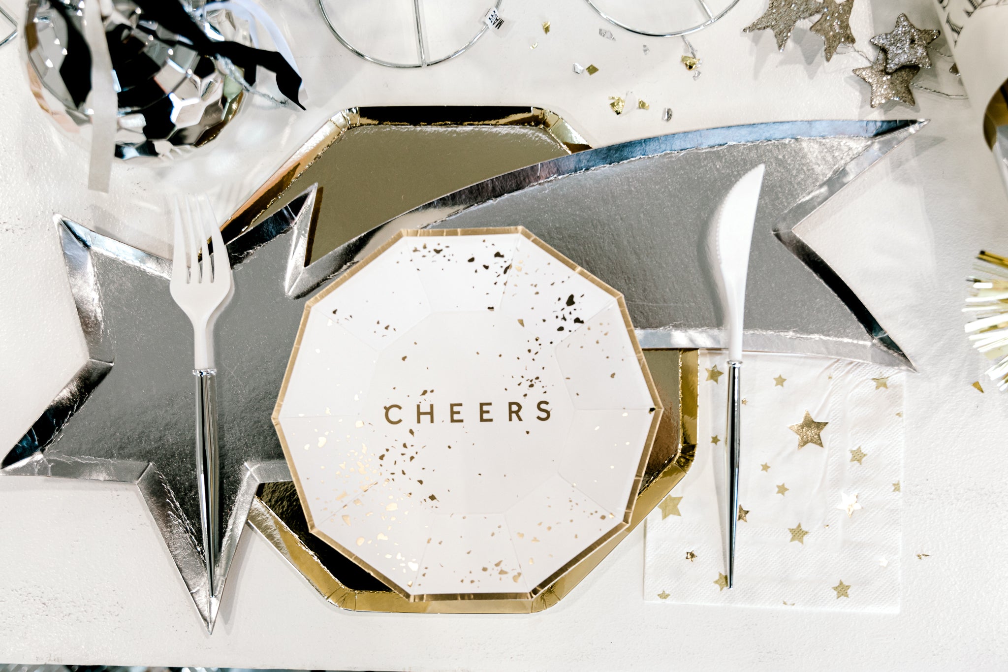 New Years Eve disco themed place setting 