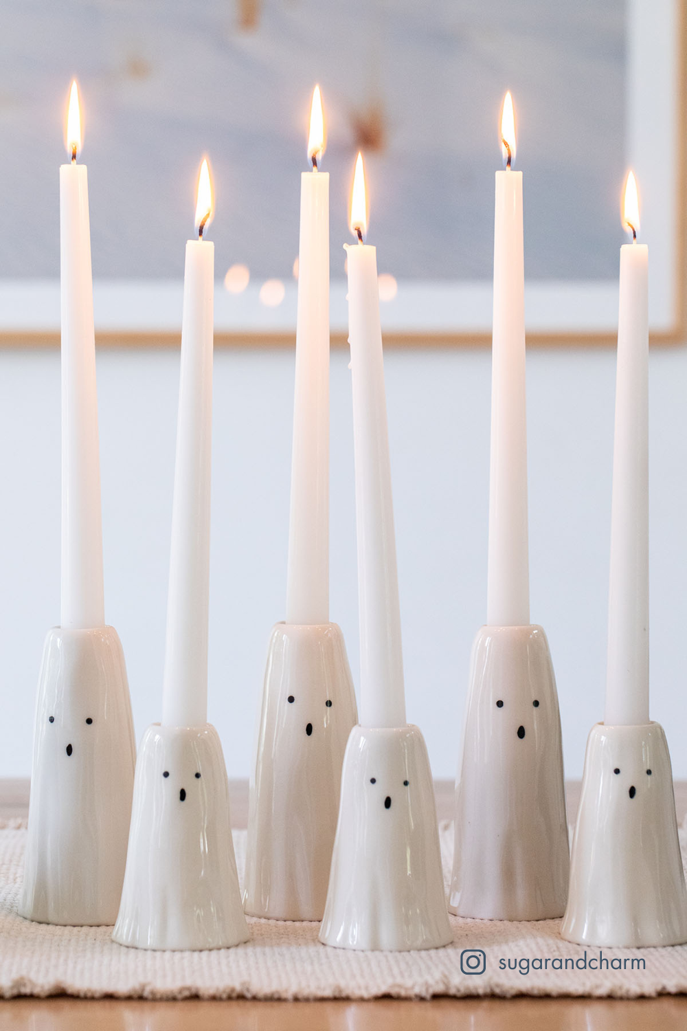Ghost candlesticks for Halloween home decor