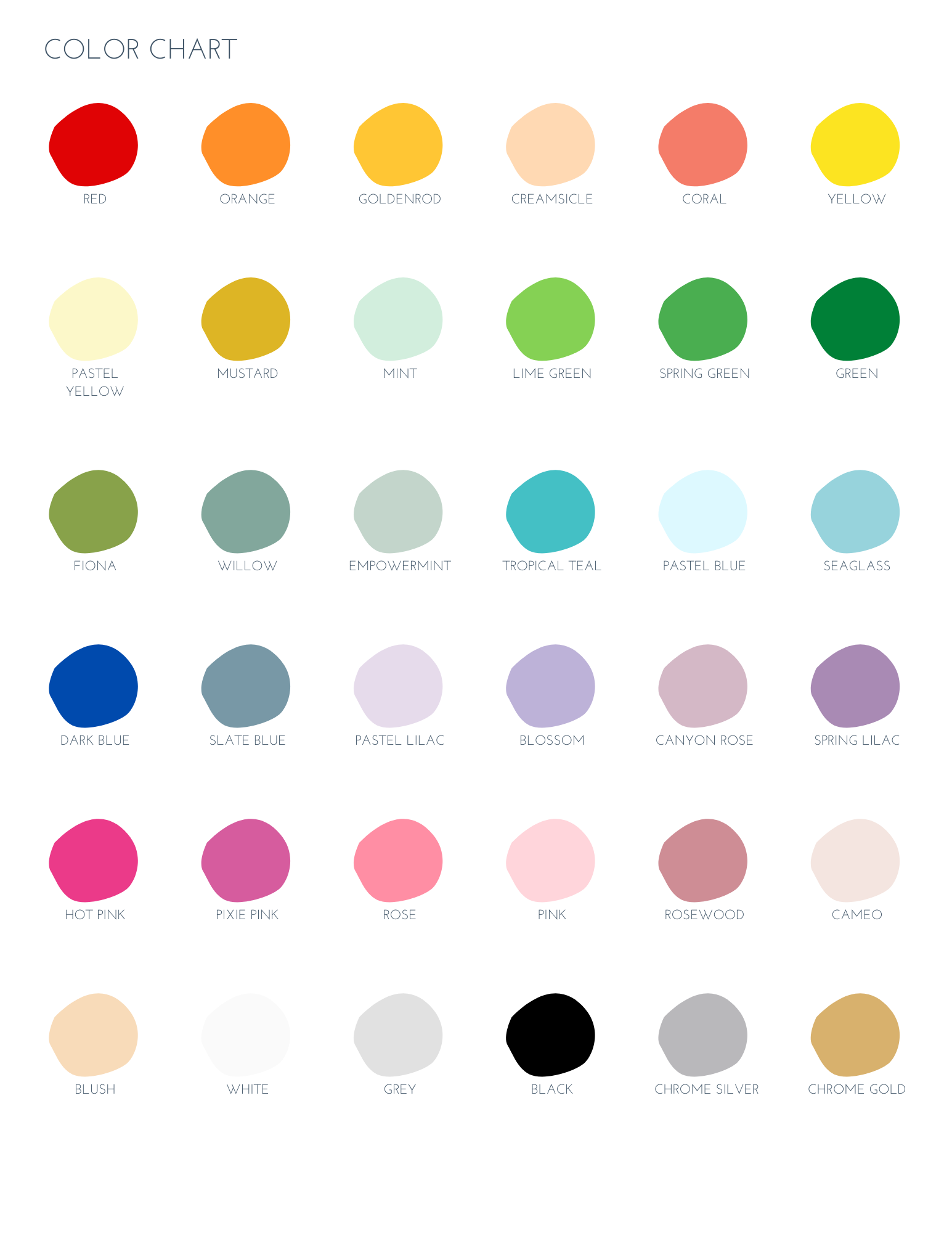 latex balloon color chart