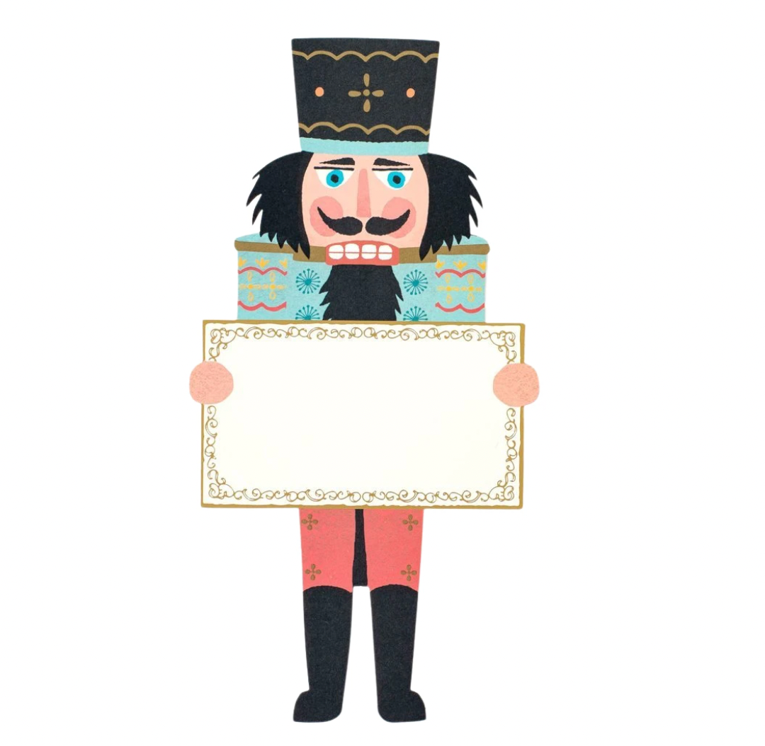 Nutcracker place cards for a table setting.